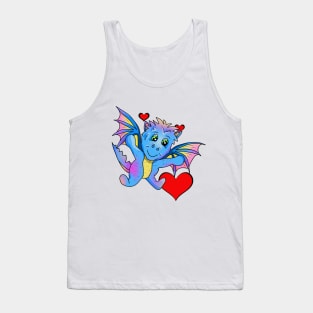 Big Hug from a Cute Flying Cartoon Dragon Tank Top